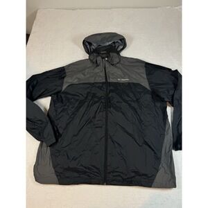 Columbia Men's Black Gray Full Zip Hooded Mock Neck Jacket Size XXL Lightweight